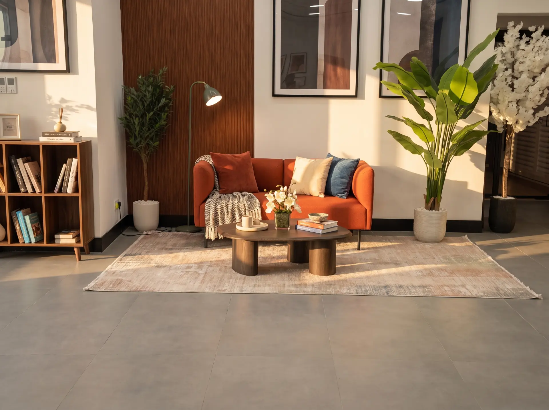 Sun-lit living room studio set with curated furniture — view 3