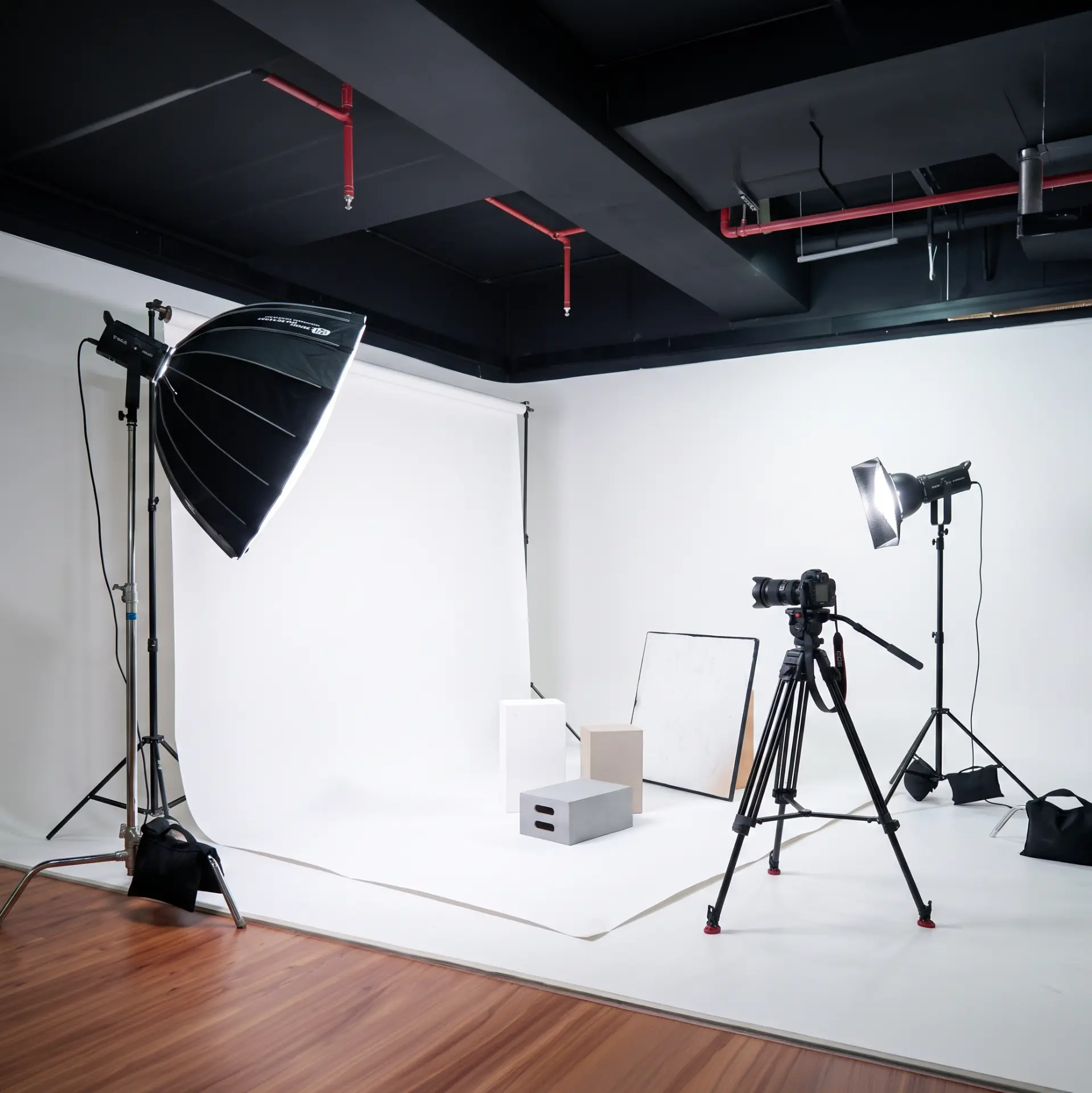 Seamless white cyclorama wall for product photography