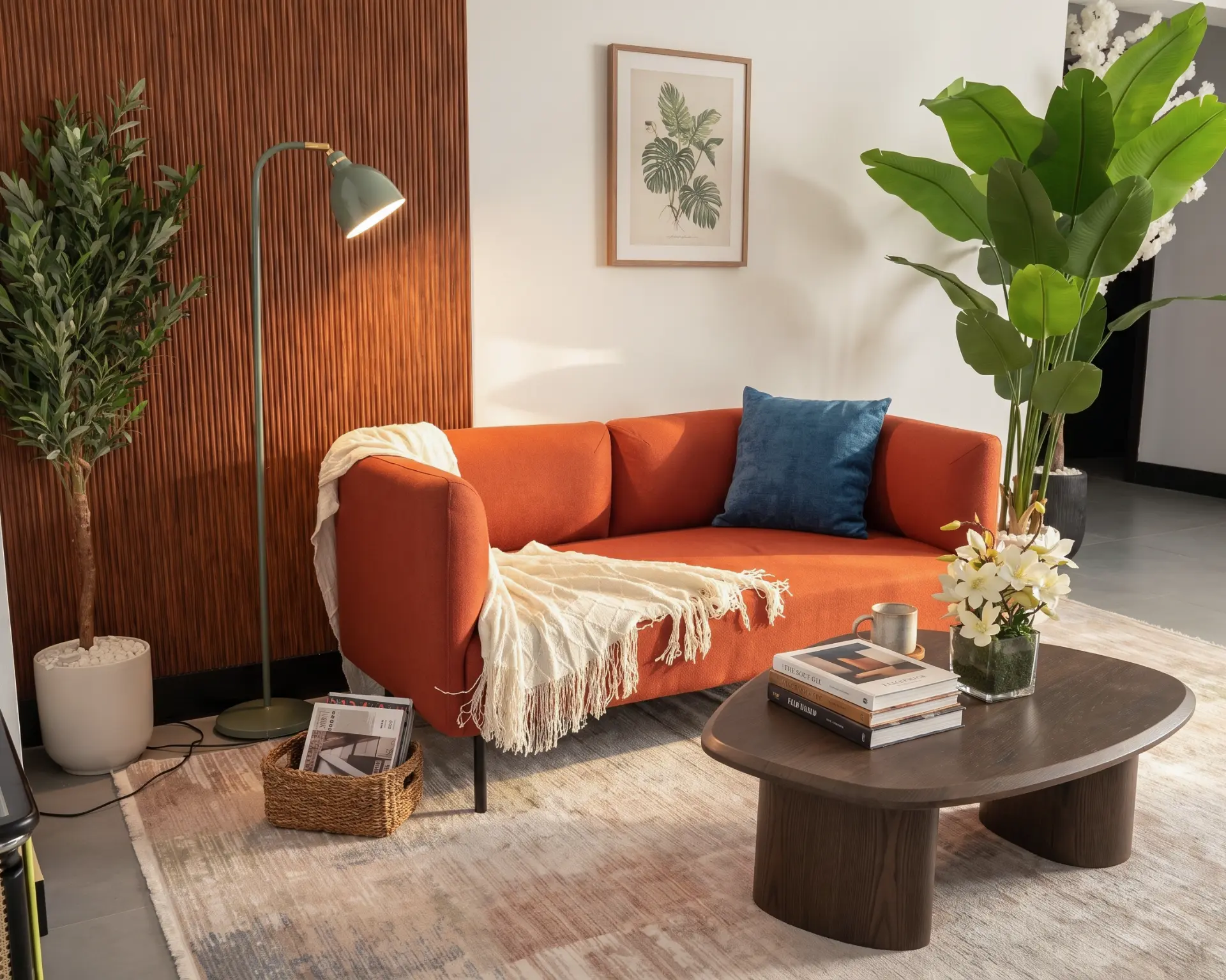 Sun-lit living room studio set with curated furniture — view 2