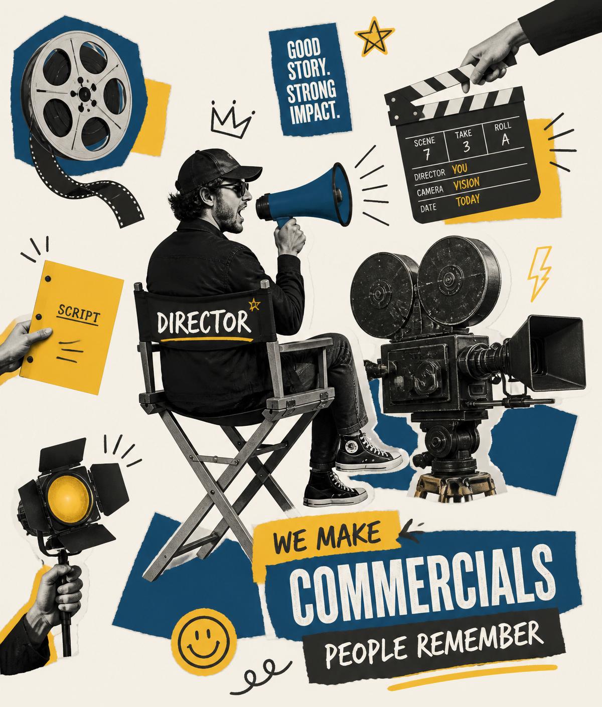Professional video production crew filming a commercial