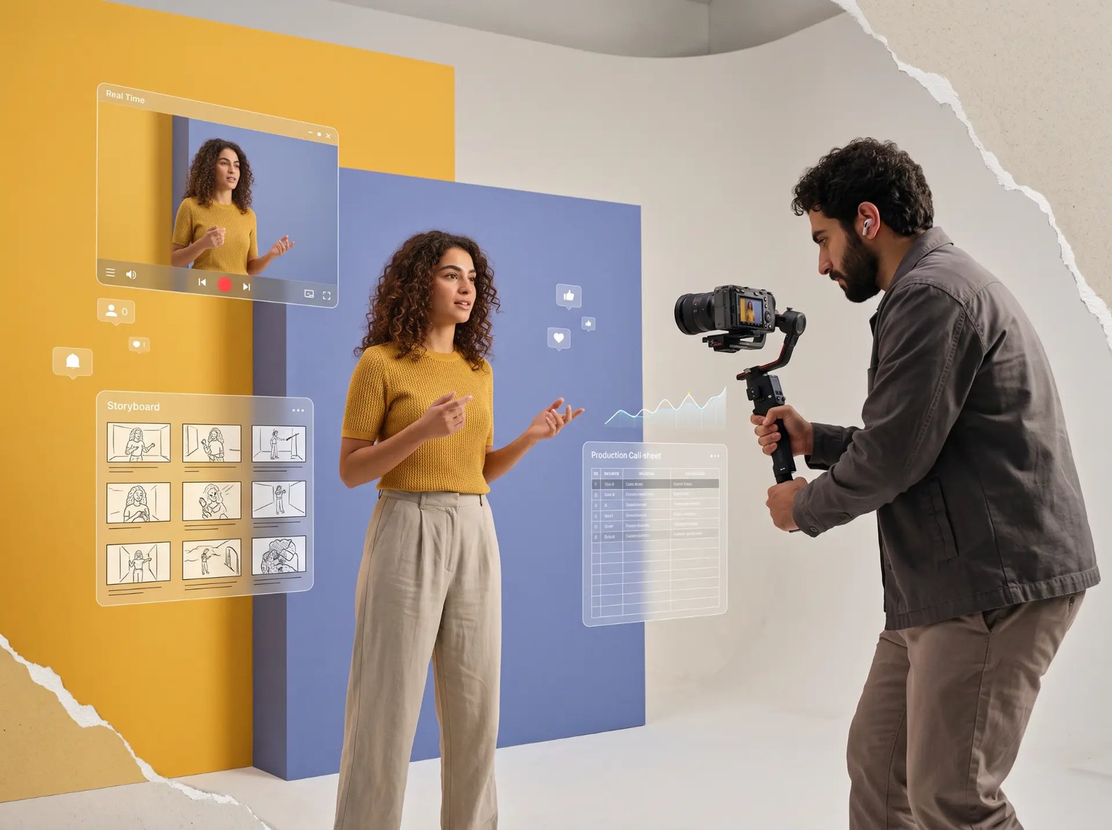 Professional video production crew filming a commercial